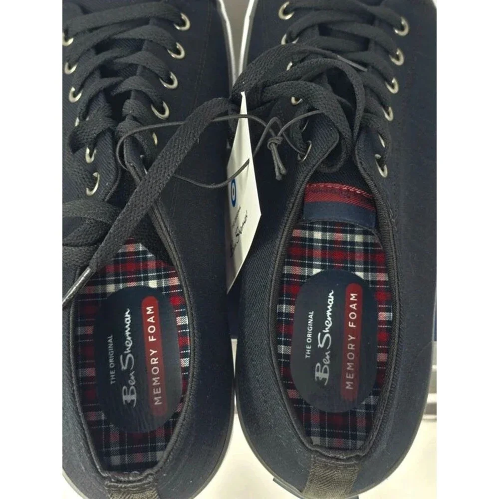 Ben Sherman Dorset Lo Canvas Sneakers Black on Black Low Top Men's Size Variety